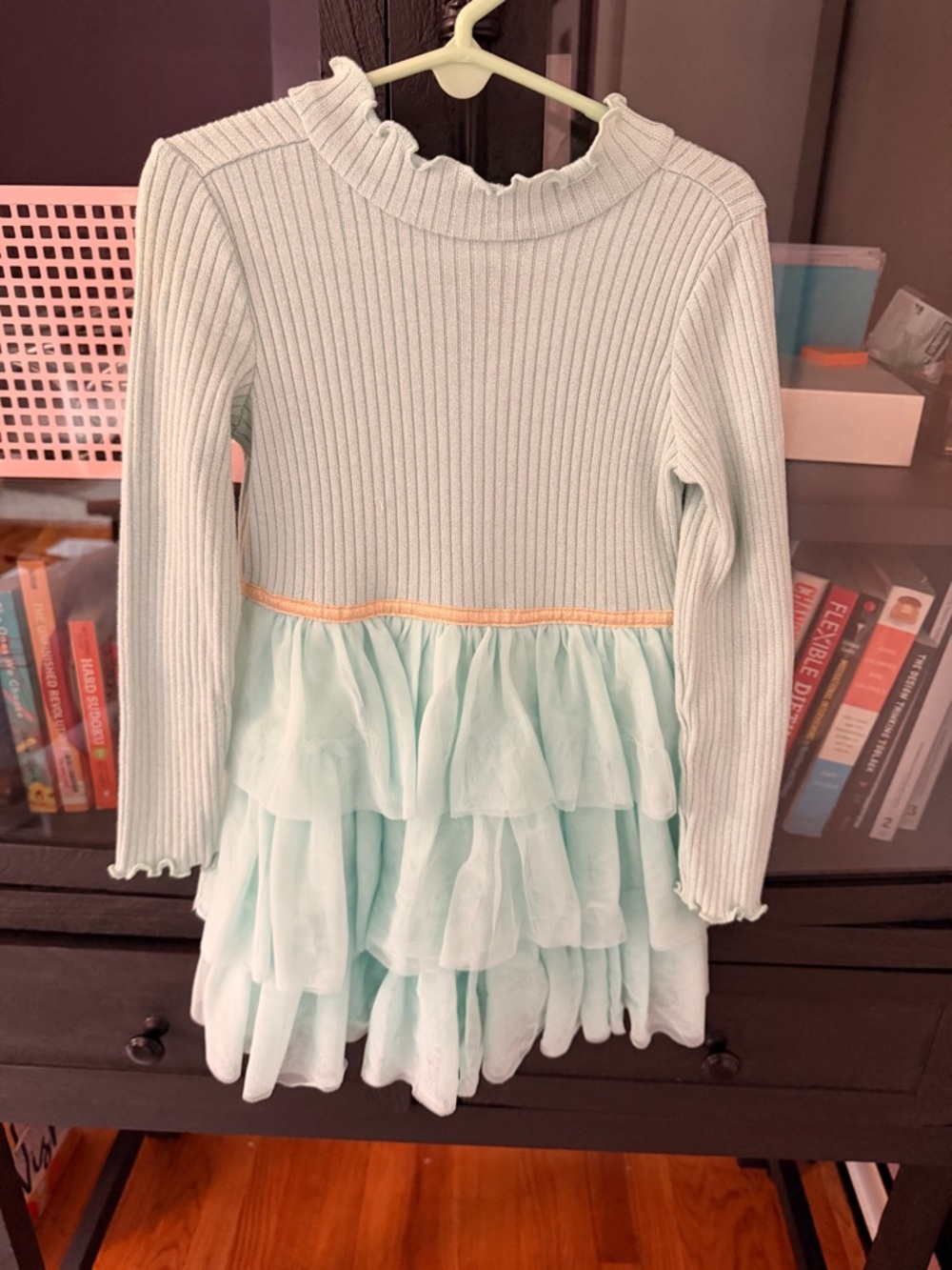Janie and Jack Mint Ribbed Long Sleeve Knit Dress 4T